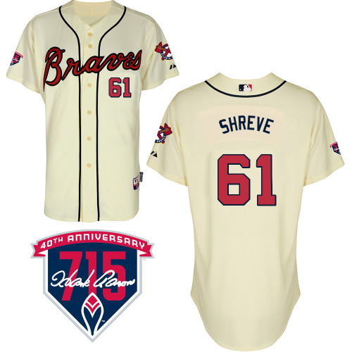 Chasen Shreve #61 Youth Baseball Jersey-Atlanta Braves Authentic Alternate 2 Cool Base MLB Jersey